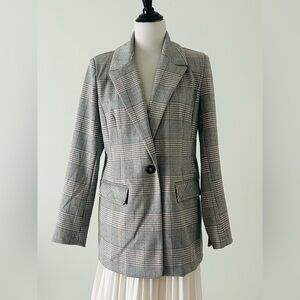 Bagatelle L tan white light Gray Plaid Women's Blazer